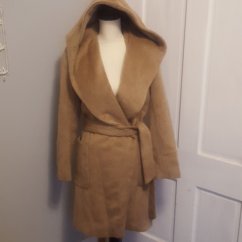 Zara Womens Beige Wool Blend Winter Coat Small